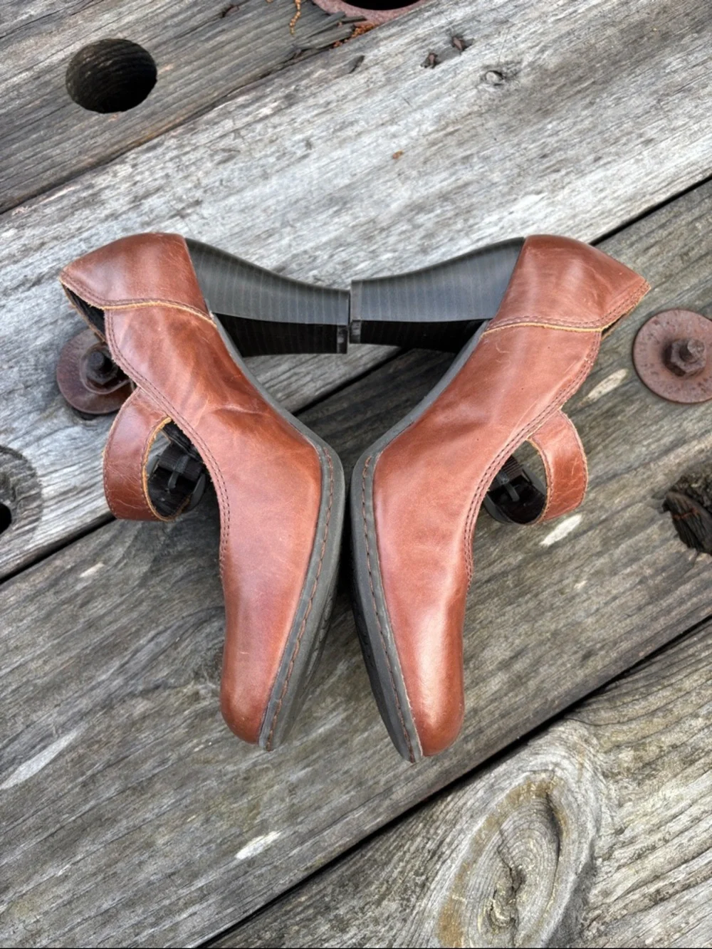 b.o.c. Women's Sz6.5 Brown Mary Jane Heels with Buckle#322